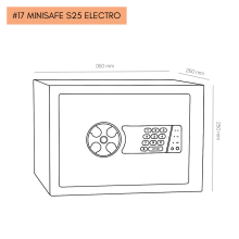 #17 MINISAFE S25 ELECTRO – Fekete-fehér biztonsági széf elektronikus zárral, 350x250x260 mm