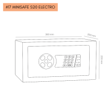 Fekete-fehér biztonsági széf elektronikus zárral, 380x200x260 mm