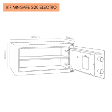 Fekete-fehér biztonsági széf elektronikus zárral, 380x200x260 mm