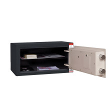 Fekete-fehér biztonsági széf elektronikus zárral, 380x200x260 mm