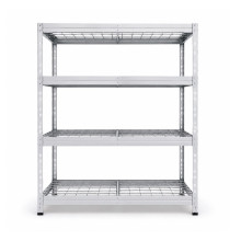 Polcos állvány 4 dróthálós polccal, 1800×1200×450 mm, 300 kg/polc