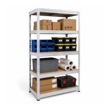 Fém polcos állvány 5 HDF polccal, 1800/900/450 mm, 250 kg/polc