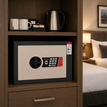 #17 MINISAFE S25 ELECTRO – Fekete-fehér biztonsági széf elektronikus zárral, 350x250x260 mm