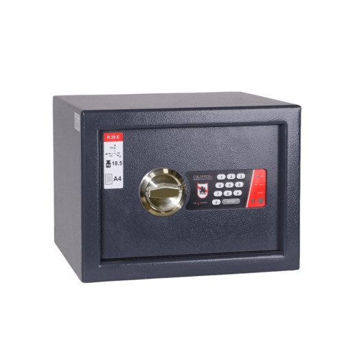 Fekete biztonsági széf elektronikus zárral, 350x260x260 mm