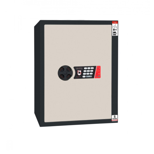 Fekete-fehér biztonsági széf elektronikus zárral, 380x500x365 mm