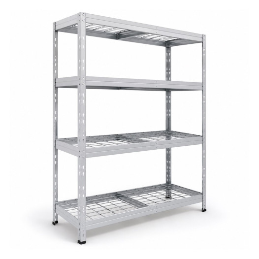 Polcos állvány 4 dróthálós polccal, 1800×1200×450 mm, 300 kg/polc